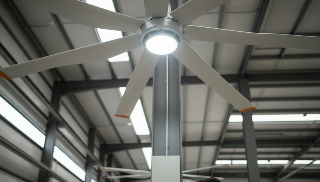 ceiling fan in industrial warehouse