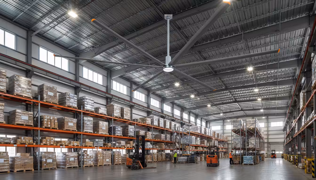 industrial fan located in a warehouse