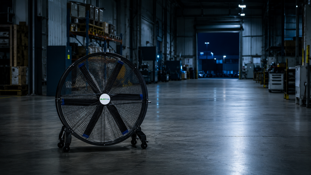 dejar ventilador industrial encendido por la noche
